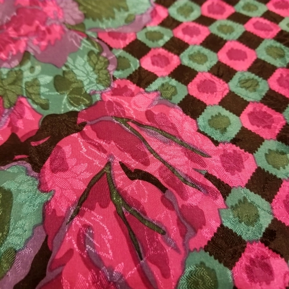 Vintage Albert Nipon Silk Scarf Hand Rolled Flora… - image 2